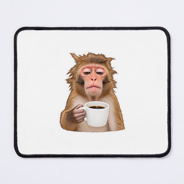 Item preview, Sleepy Tired Monkey Holding Coffee Mug – Funny Morning Caffeine Coffee Lover Animal Sticker & T-Shirt Design designed and sold by LumiMuse.