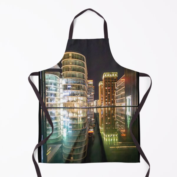 Item preview, Düsseldorf Media Harbour at night with an impressive reflection of modern architecture designed and sold by Your Happy Life.