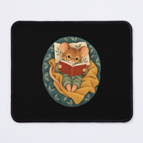 Item preview, Cozy Dormouse Reading Beneath a Patchwork Blanket designed and sold by AMICO77.