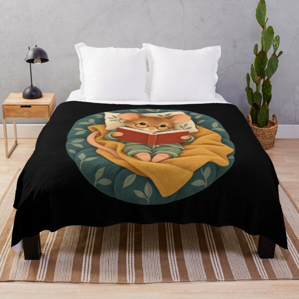 Item preview, Cozy Dormouse Reading Beneath a Patchwork Blanket designed and sold by AMICO77.