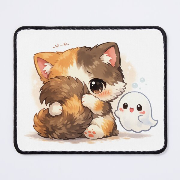Item preview, Kawaii Chibi Cat with Friendly Ghost Buddy designed and sold by Sommium .