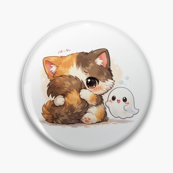 Item preview, Kawaii Chibi Cat with Friendly Ghost Buddy designed and sold by Sommium .