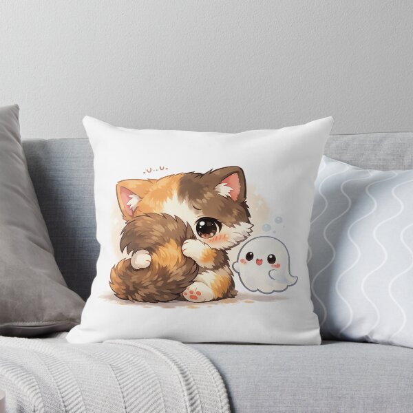 Item preview, Kawaii Chibi Cat with Friendly Ghost Buddy designed and sold by Sommium .