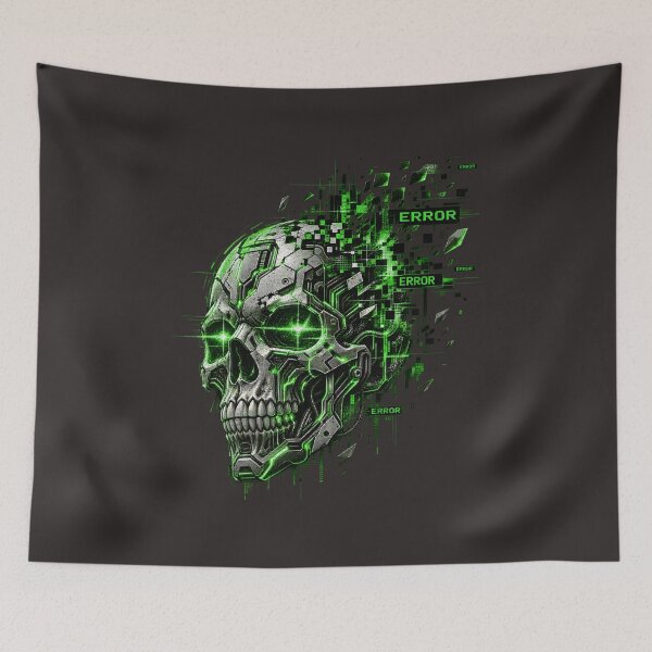 Item preview, Neon Cyber Skull Error designed and sold by AwesomeBeyondLimits.