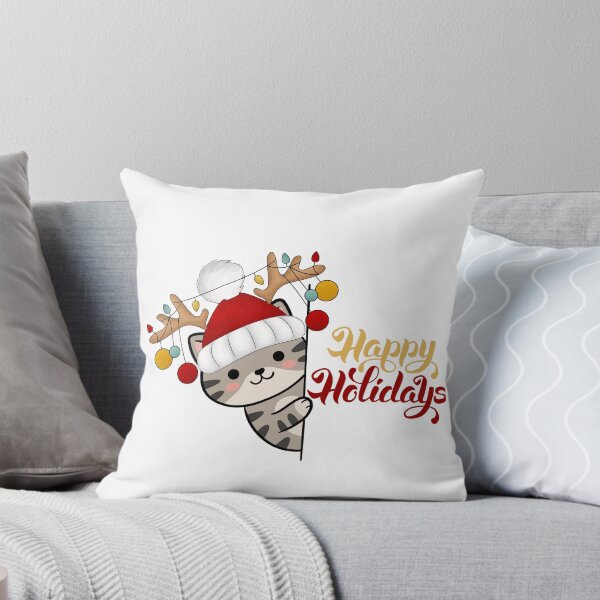 Item preview, Cute Cat Reindeer Antlers Happy Holidays Christmas Sticker designed and sold by lailakhalaf.