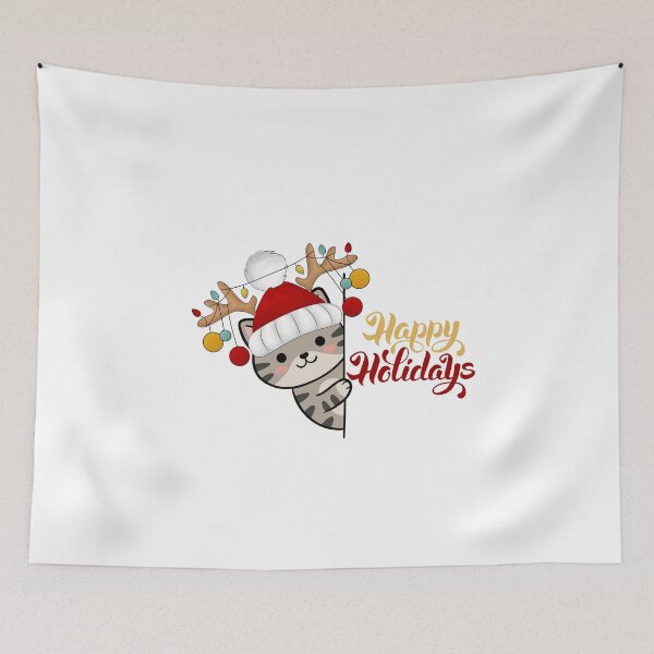Item preview, Cute Cat Reindeer Antlers Happy Holidays Christmas Sticker designed and sold by lailakhalaf.