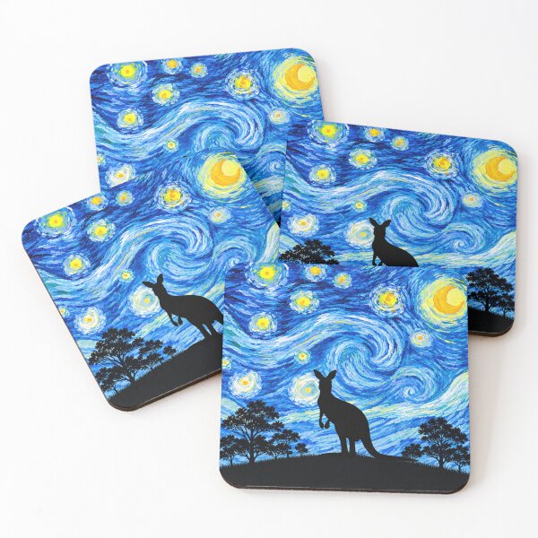 Item preview, Funny Kangaroo Starry Night Painting Moon Star Zoo Boys Girls designed and sold by FurryHavenPH.