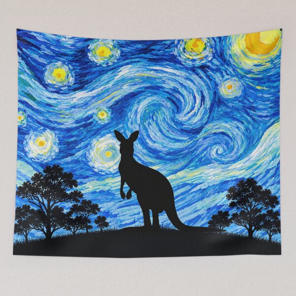 Item preview, Funny Kangaroo Starry Night Painting Moon Star Zoo Boys Girls designed and sold by FurryHavenPH.