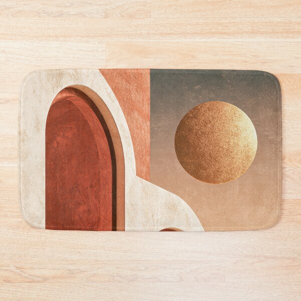 Item preview, Terracotta Staircase and Golden Sphere Minimalist Architecture Print designed and sold by MargaretWiktor.