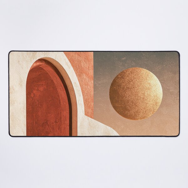 Item preview, Terracotta Staircase and Golden Sphere Minimalist Architecture Print designed and sold by MargaretWiktor.