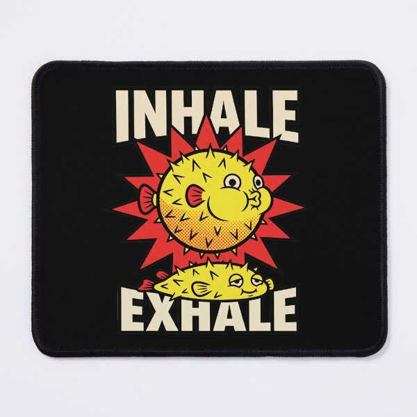 Item preview, Inhale Exhale Yoga Humor: Puffed-Up Pufferfish Pop Art designed and sold by Osmose-Studio.