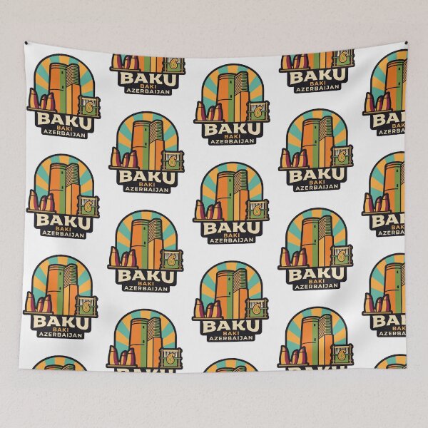 Item preview, Baku Azerbaijan Vintage Emblem, Maiden Tower Carpet Loom Souvenir designed and sold by raedattia.