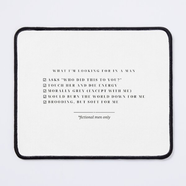Item preview, What I'm Looking For In A Man — Romantasy Checklist Design designed and sold by WellReadThreadz.