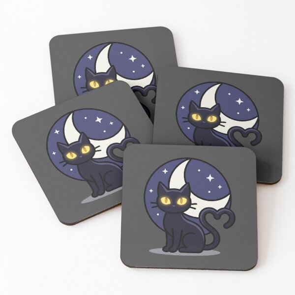 Item preview, Black Cat with Heart Tail Under Crescent Moon designed and sold by AIG - Andrei Ilie Graphics.