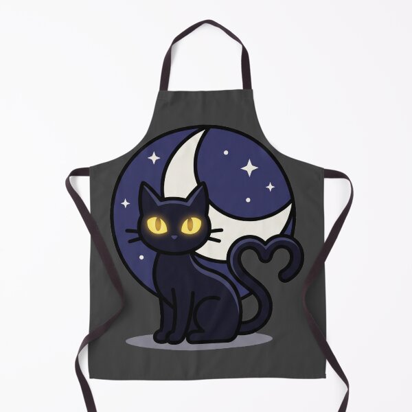 Item preview, Black Cat with Heart Tail Under Crescent Moon designed and sold by AIG - Andrei Ilie Graphics.