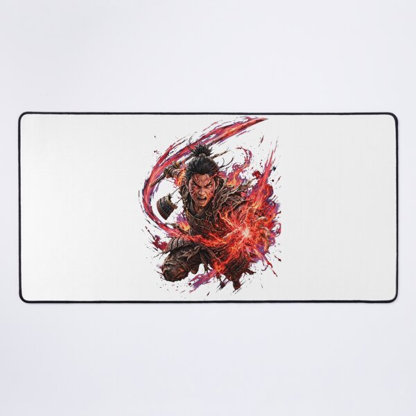 Item preview, Unleash The Fury - Epic Samurai Warrior with Flaming Katana & Ink Splatter Art designed and sold by One City Two Children Studio.