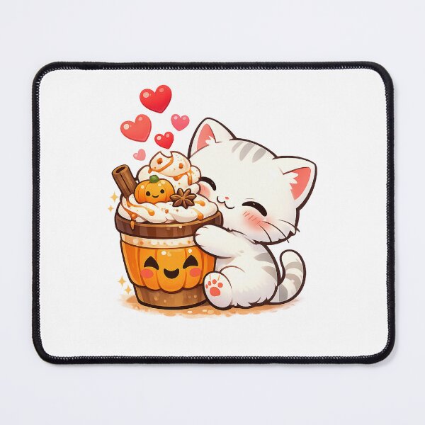 Item preview, Kawaii Chibi Cat Hugging Pumpkin Drink designed and sold by Sommium .