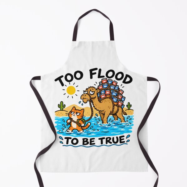 Item preview, Too Flood to Be True – Funny Cat and Camel Desert Pun designed and sold by NatureStyle555.