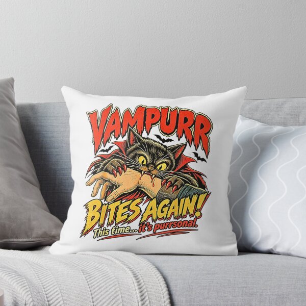 Item preview, Vampurr Bites Again Vampire Cat Retro Halloween Horror designed and sold by Byhergawaa.