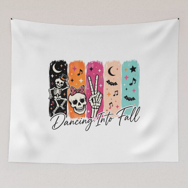 Item preview, Dancing Into Fall Colorful Skeleton Halloween designed and sold by CleanDecor.