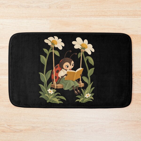 Item preview, Cozy Ladybug Reading on a Daisy Swing designed and sold by AMICO77.