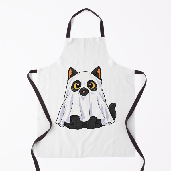 Item preview, Cute Black Cat Wearing a Bedsheet Ghost Costume designed and sold by bwanaboards.