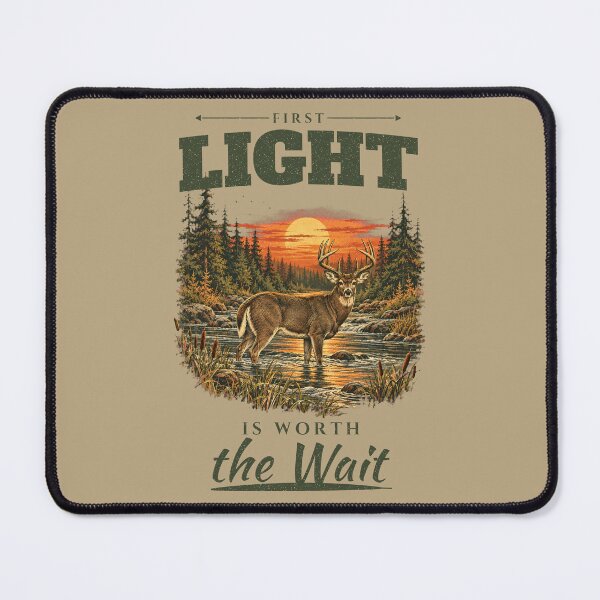 Item preview, First Light Is Worth The Wait Whitetail Deer Sunrise Hunting designed and sold by Worn & Witty.