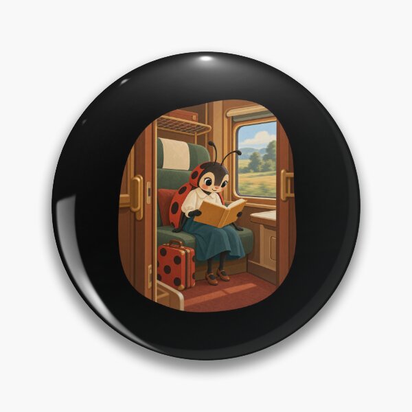 Item preview, Cozy Ladybug Reading on a Countryside Train designed and sold by AMICO77.
