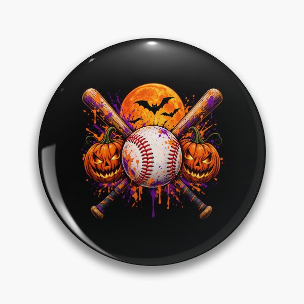 Item preview, Horror Baseball Halloween Pumpkin Bat Ghost Baseball Player Spooky Sports designed and sold by Rtcraftani.