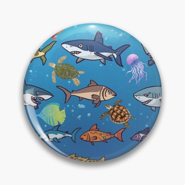 Item preview, Underwater Ocean Life with Sharks and Sea Turtles Pattern Art designed and sold by bakosshops.