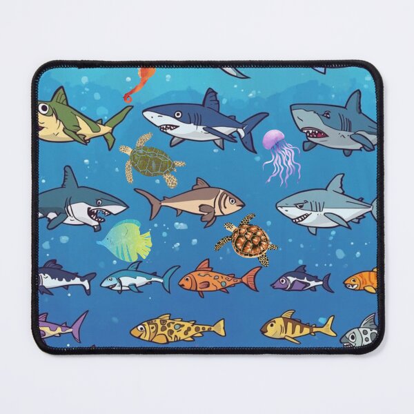 Item preview, Underwater Ocean Life with Sharks and Sea Turtles Pattern Art designed and sold by bakosshops.