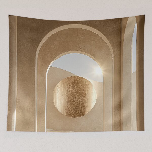 Item preview, Golden Sun Arches and Minimalist Sandstone Interior Print designed and sold by MargaretWiktor.