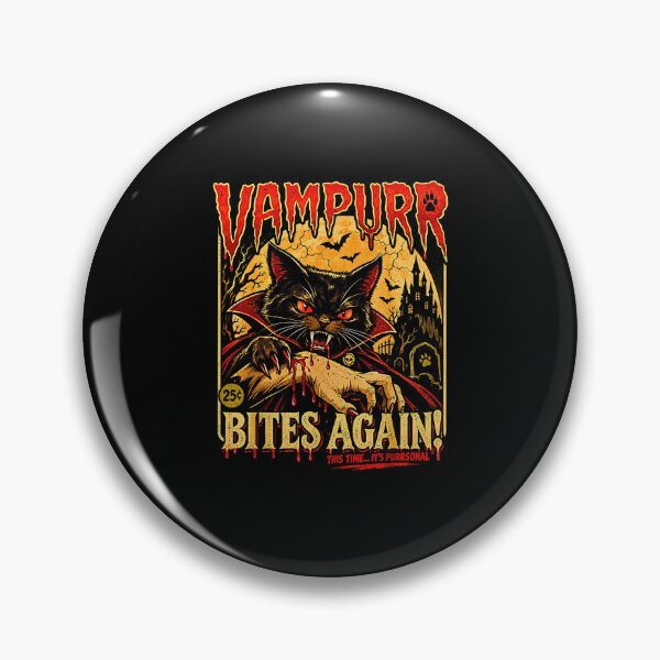 Item preview, Vampurr Bites Again Vampire Cat Retro Halloween Horror designed and sold by Byhergawaa.
