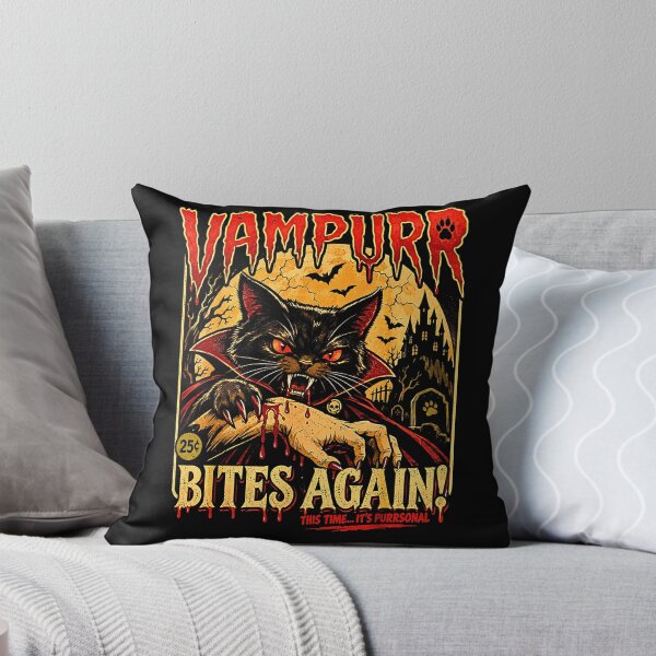 Item preview, Vampurr Bites Again Vampire Cat Retro Halloween Horror designed and sold by Byhergawaa.