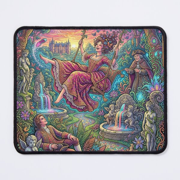 Item preview, The Swing - Psychedelic Rococo Garden Art designed and sold by Lucid Dream Pixel.