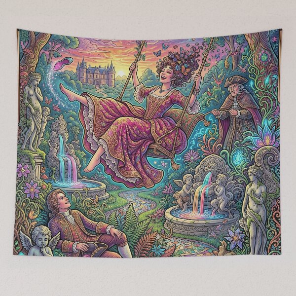 Item preview, The Swing - Psychedelic Rococo Garden Art designed and sold by Lucid Dream Pixel.