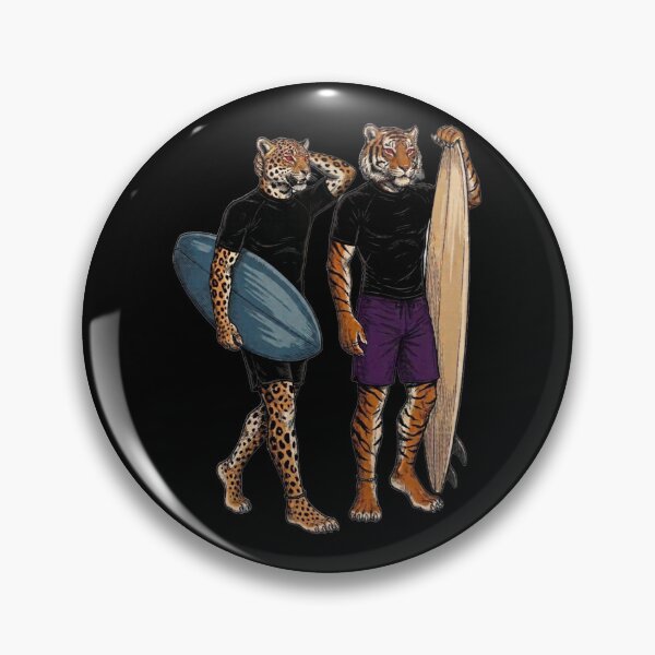 Item preview, Jaguar and Tiger Surfers | Feline Surf T-Shirt designed and sold by Animal Cosmic Society.