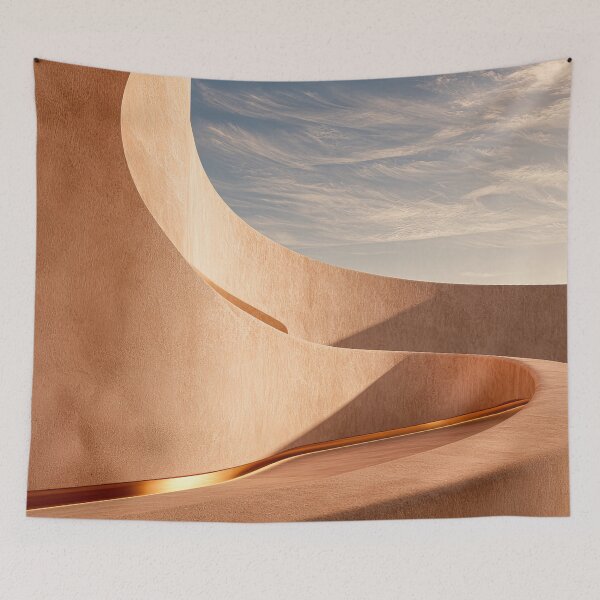 Item preview, Terracotta Curves and Blue Sky Minimalist Architecture Print designed and sold by MargaretWiktor.