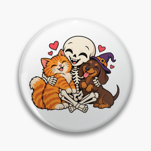 Item preview, Skeleton Hugging Orange Cat and Witch Dachshund designed and sold by bwanaboards.