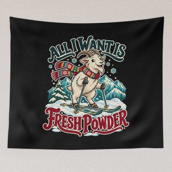 Item preview, All I Want Is Fresh Powder - Skiing Goat designed and sold by Good Mood Foundry.