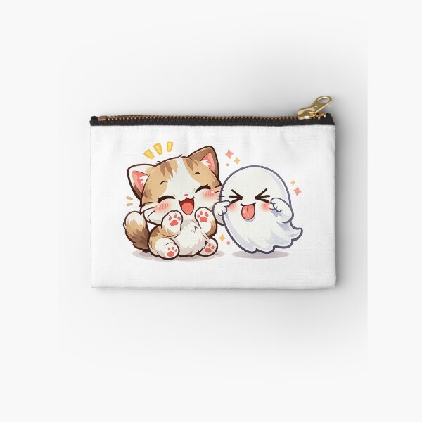 Item preview, Kawaii Chibi Cat Laughing with Playful Ghost designed and sold by Sommium .