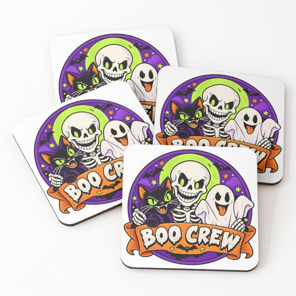 Item preview, Boo Crew Retro Skeleton, Black Cat and Ghost designed and sold by bwanaboards.