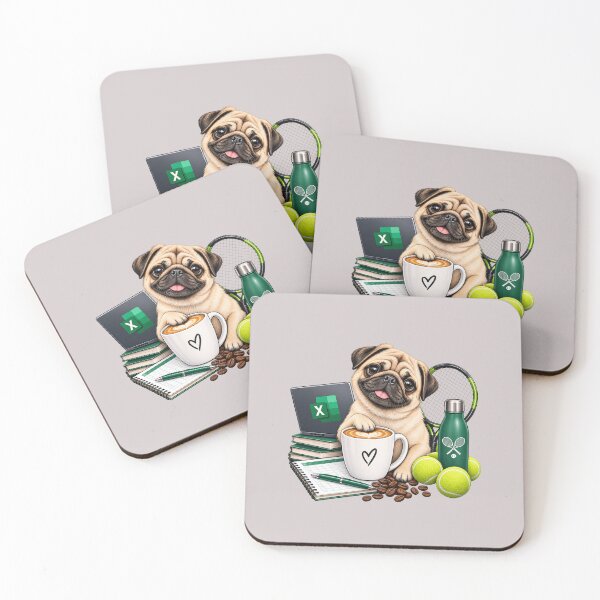 Item preview, Pug, Excel, Coffee and Tennis designed and sold by AnnaW1996.