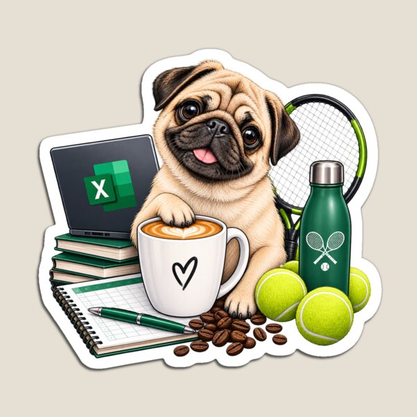 Item preview, Pug, Excel, Coffee and Tennis designed and sold by AnnaW1996.