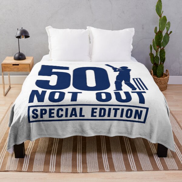 Item preview, 50 Not Out - Funny 50th Birthday Celebration Cricket Saying designed and sold by Shape Snip Studio.