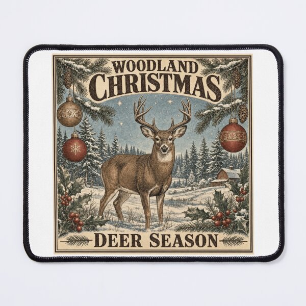 Item preview, Woodland Christmas Deer Season Vintage Holiday Art designed and sold by CKaracaCrafted.