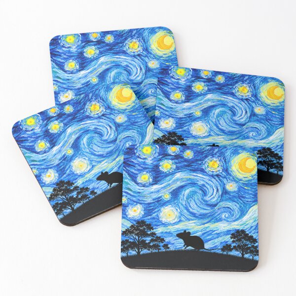 Item preview, Funny Mouse Starry Night Painting Moon Star Zoo Boys Girls designed and sold by FurryHavenPH.