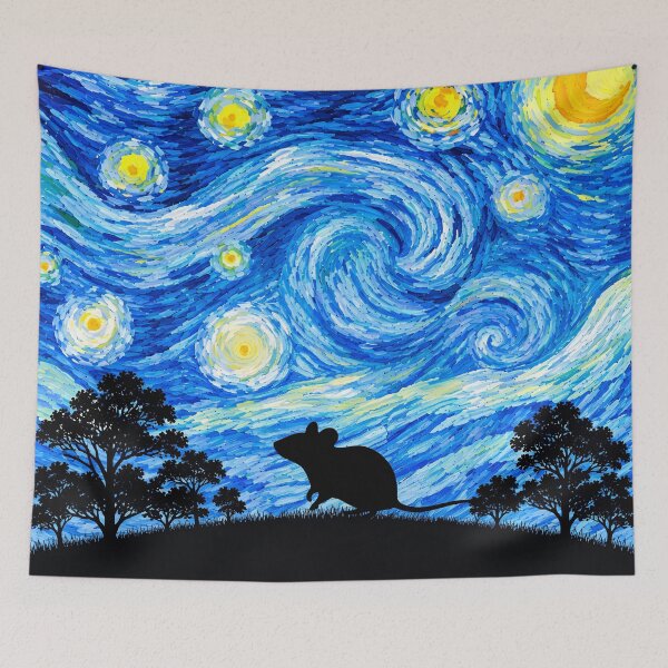 Item preview, Funny Mouse Starry Night Painting Moon Star Zoo Boys Girls designed and sold by FurryHavenPH.