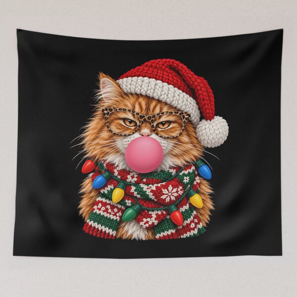 Item preview, Fun Christmas Tabby Cat with Bubblegum Festive Kitten Xmas  designed and sold by clothesy7.