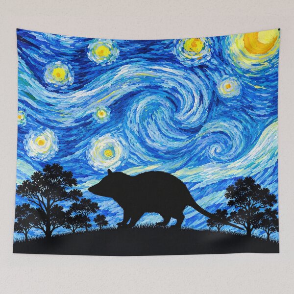 Item preview, Funny Opossum Starry Night Painting Moon Star Zoo Boys Girls designed and sold by FurryHavenPH.